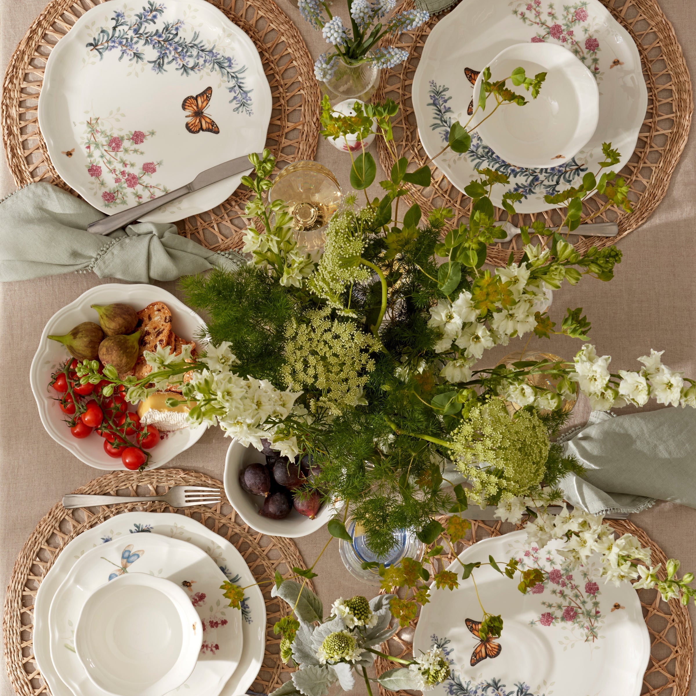Butterfly Meadow Herbs Rice Bowls - Set of 4