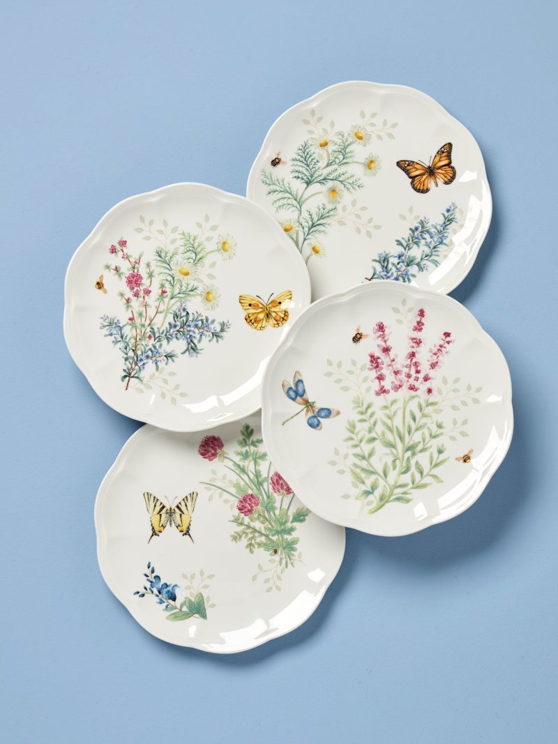 Butterfly Meadow Herbs Accent Plates - Set of 4