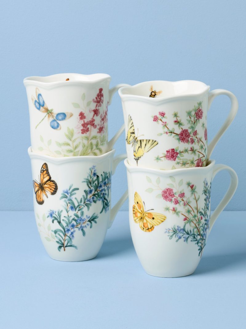 Butterfly Meadow Herbs Mugs - Set of 4